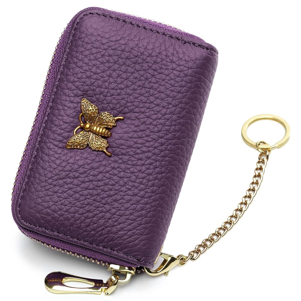3567 RFID Credit Card Holder Leather Card Case Wallet with Zipper